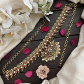 Vriksham Dual Peacock Pendant With Maanga Hipchain-White Bead & Pearls-G20092